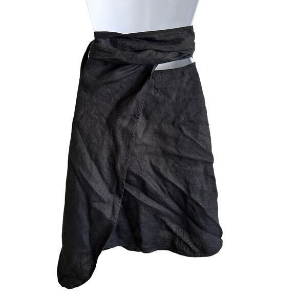 POSSE black linen wrap midi skirt size M - Picture 2 of 9